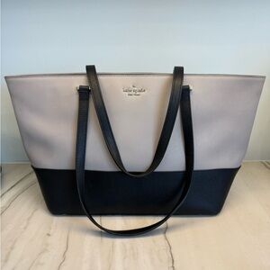 kate spade Two-Tone Black and Taupe/Grey Saffiano Tote